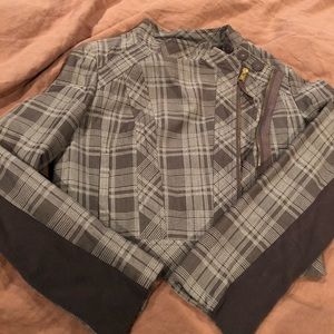 BCBG Maxazria plaid moto jacket